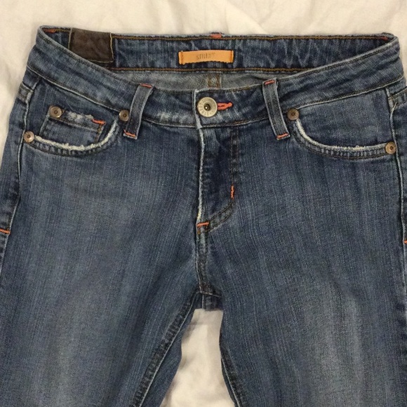 Street Denim Distressed Jeans Boot Cut Peacock Embroidered Back Flap Poc… - Picture 7 of 12